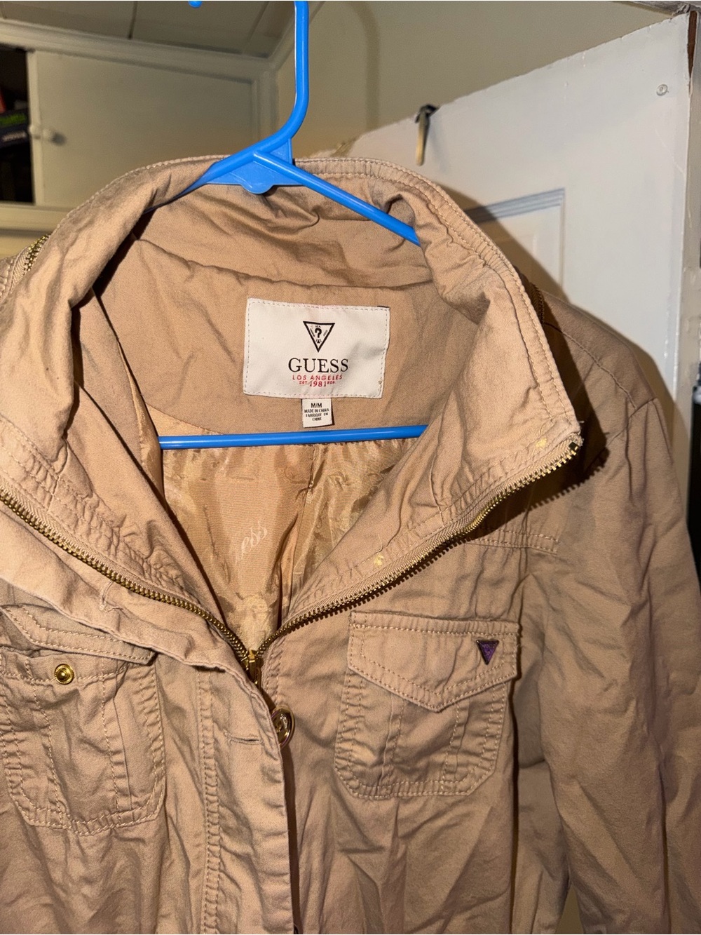 GUESS Women's Khaki Utility Jacket with Hood - Picture 3 of 11